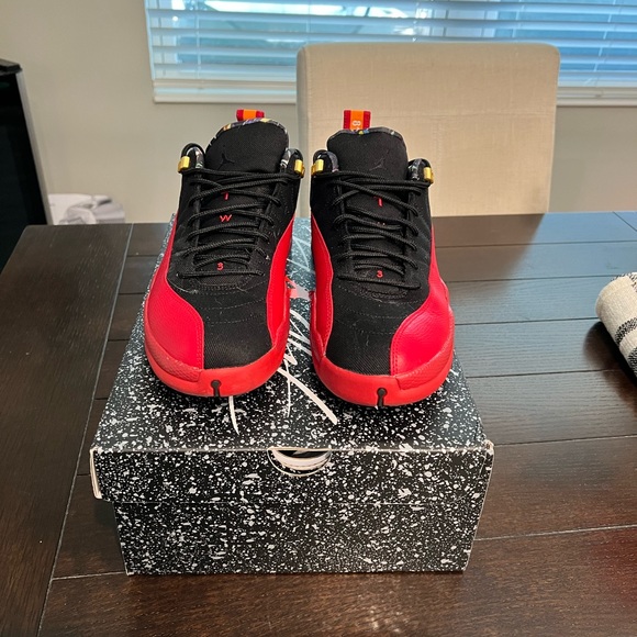 Jordan retro 12 lows. Black/Varsity Red/Gold - Picture 2 of 5